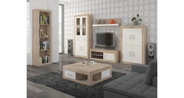 Regál GOUDINI 6, dub sonoma/bílý lesk