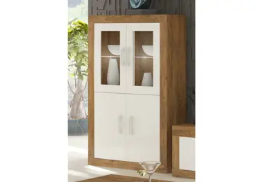 Regál GOUDINI 7, dub burgundský/bílý lesk