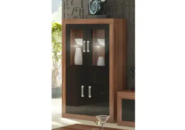 Regál GOUDINI 7, švestka wallis/černý lesk