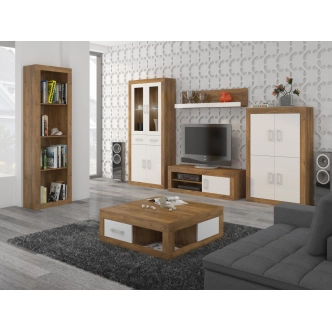 Regál GOUDINI 8, dub burgundský/bílý lesk, 5 let záruka