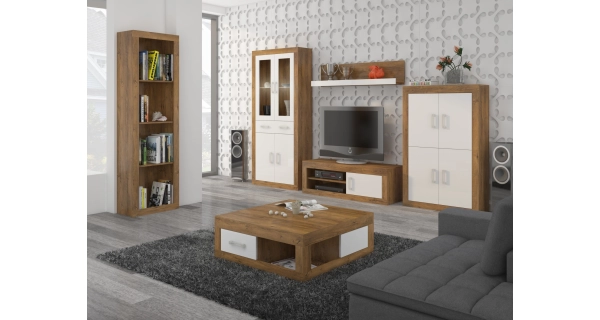 Regál GOUDINI 8, dub burgundský/bílý lesk, 5 let záruka