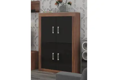 Regál GOUDINI 8, švestka wallis/černý lesk