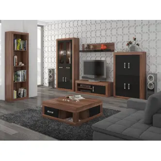 Regál GOUDINI 8, švestka wallis/černý lesk