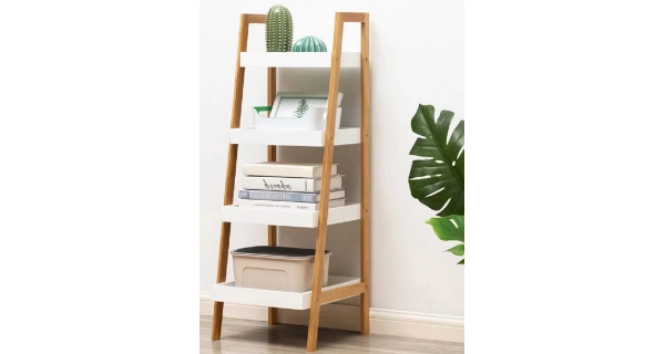 Regál ISAC, bambus/bílá