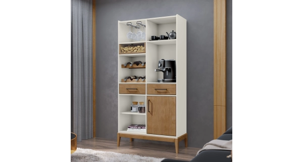 Regál ISIRD, dub/bílá