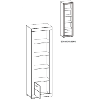 Regál JAMASOTA 1D, bílý mat/grafit