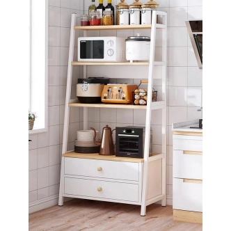 Regál KAREFORMIS se zásuvkami, bílá/buk