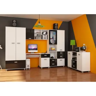 Regál KEATING, bílý/černý lesk