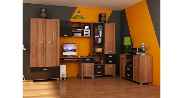 Regál KEATING, švestka wallis/černý lesk