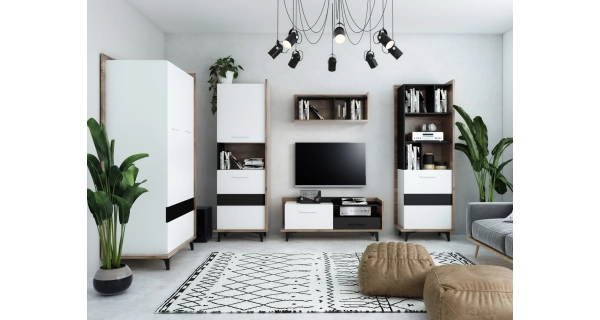 Regál KNUT 1D, craft tobaco/bílá/černá, 5 let záruka