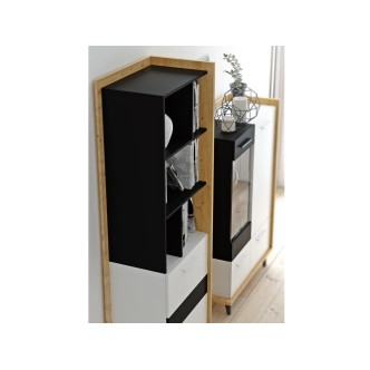 Regál KNUT 1D, dub artisan/bílá/černá, 5 let záruka