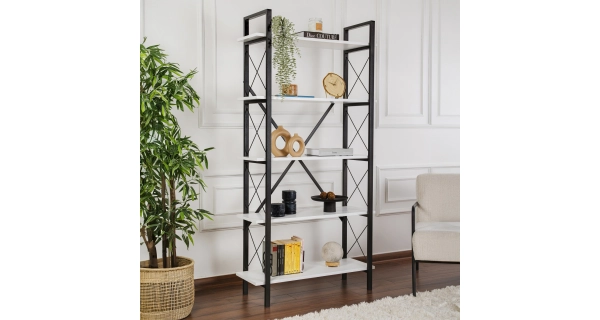 Regál LANTERON, bílá/černá