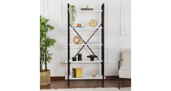 Regál LANTERON, bílá/černá