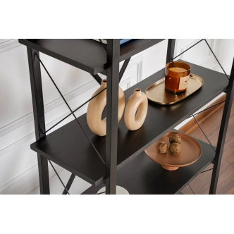 Regál LANTERON, černé dřevo/černá