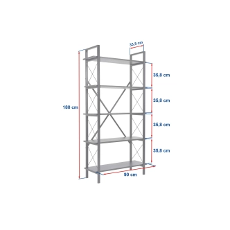 Regál LANTERON, černé dřevo/černá