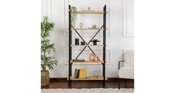 Regál LANTERON, dub/černá