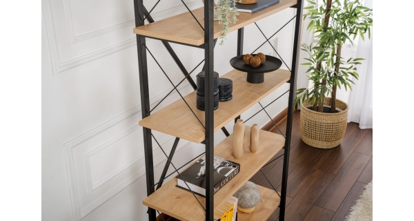 Regál LANTERON, dub/černá