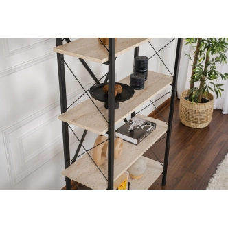 Regál LANTERON, travertin/černá