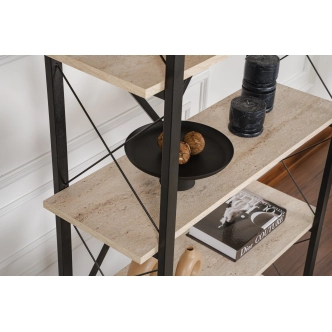 Regál LANTERON, travertin/černá