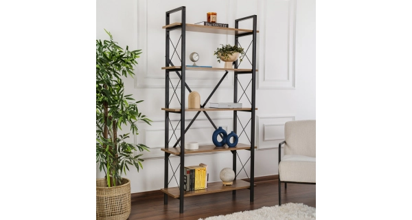 Regál LANTERON, vlašský ořech/černá