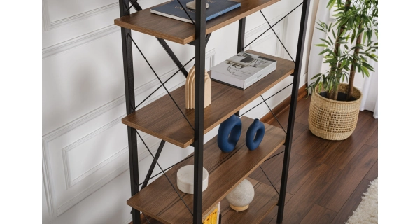 Regál LANTERON, vlašský ořech/černá