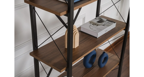 Regál LANTERON, vlašský ořech/černá