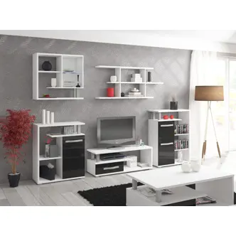 Regál LEHUA 1D, bílá/černý lesk