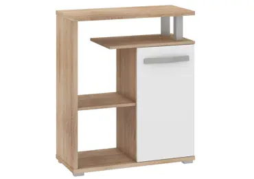 Regál LEHUA 1D, dub sonoma/bílý lesk