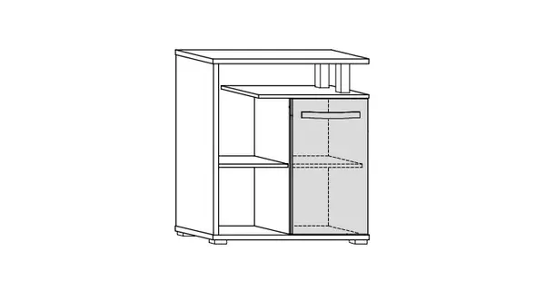 Regál LEHUA 1D, dub sonoma/bílý lesk