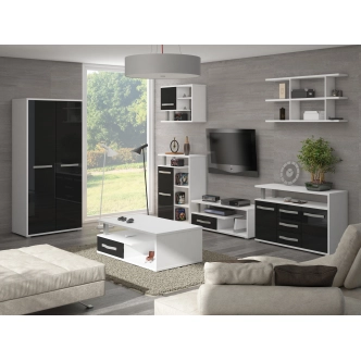 Regál LEHUA 2D, bílá/černý lesk, 5 let záruka