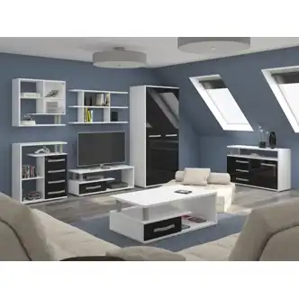 Regál LEHUA 4S, bílá/černý lesk