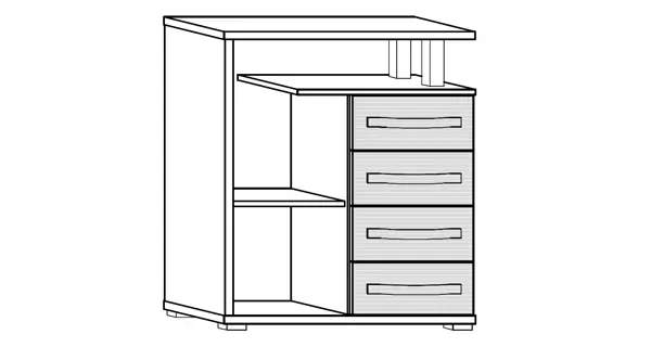 Regál LEHUA 4S, craft bílý/craft zlatý