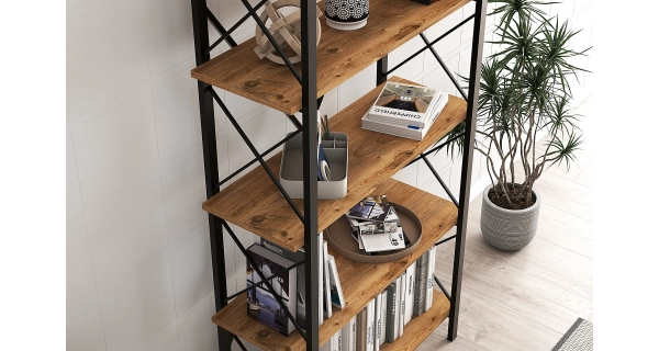 Regál LENTON, borovice atlantská/černá