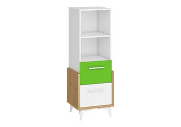 Regál LEPON 45N, dub artisan/bílá/zelená