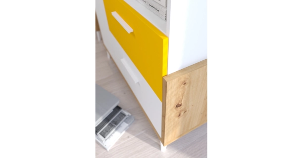 Regál LEPON 45N, dub artisan/bílá/žlutá