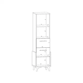 Regál LEPON 45S, dub artisan/bílá/grafit