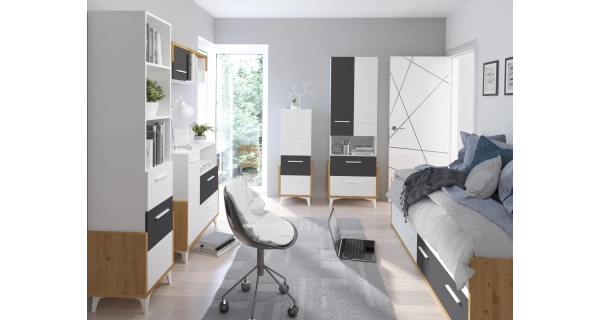 Regál LEPON 65N, dub artisan/bílá/grafit, 5 let záruka