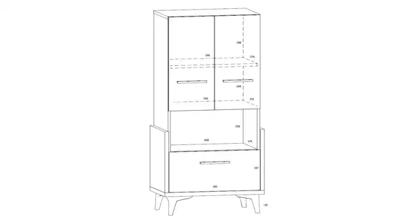 Regál LEPON 65N, dub artisan/bílá/grafit