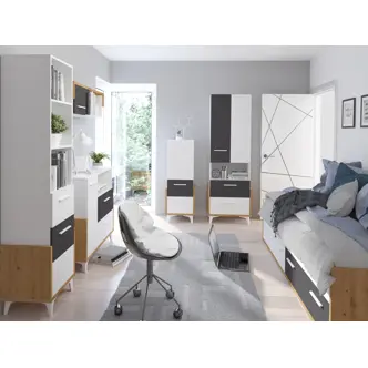 Regál LEPON 65N, dub artisan/bílá/grafit