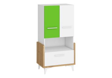 Regál LEPON 65N, dub artisan/bílá/zelená