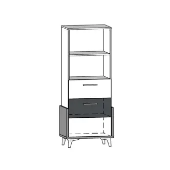 Regál LEPON 65S, dub artisan/bílá/modrá