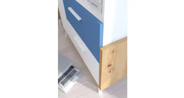 Regál LEPON 65S, dub artisan/bílá/modrá