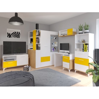 Regál LEPON 65S, dub artisan/bílá/žlutá, 5 let záruka