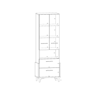 Regál LEPON 65W, dub artisan/bílá/grafit