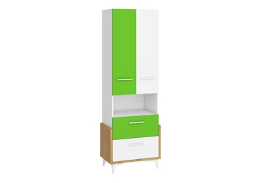 Regál LEPON 65W, dub artisan/bílá/zelená