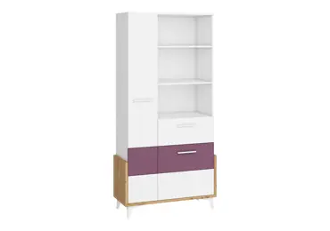 Regál LEPON 95W, dub artisan/bílá/fialová