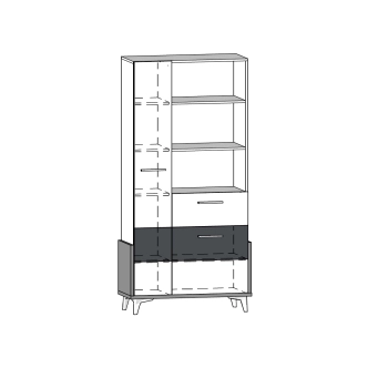 Regál LEPON 95W, dub artisan/bílá/fialová