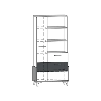 Regál LEPON 95W, dub artisan/bílá/grafit