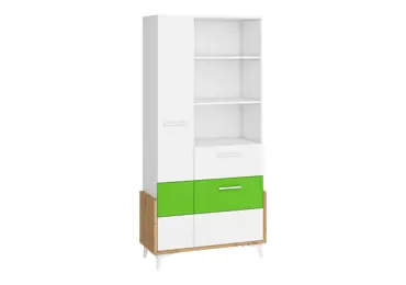 Regál LEPON 95W, dub artisan/bílá/zelená