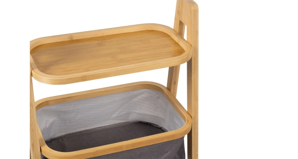 Regál MODITA s látkovými košíky, bambus/šedá